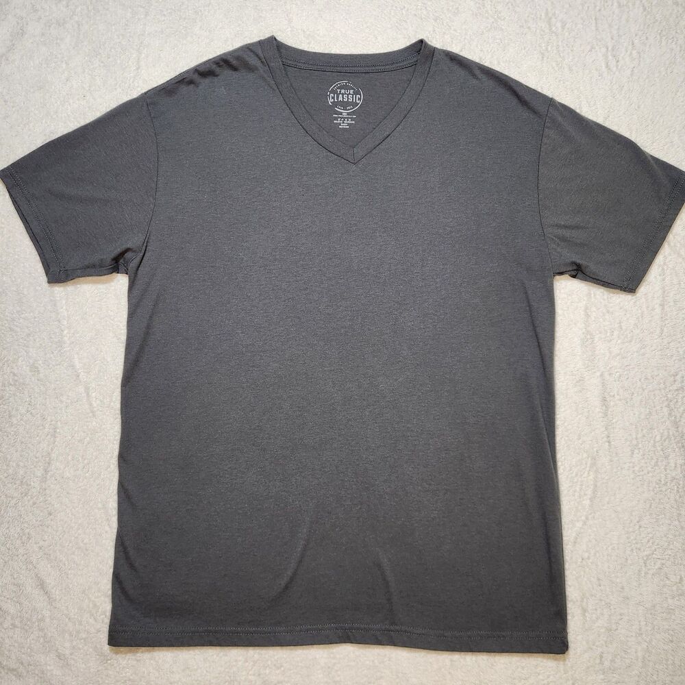 True Classic Men's V-Neck Shirt Short Sleeve Ultra Soft Tagless Tee Size Large